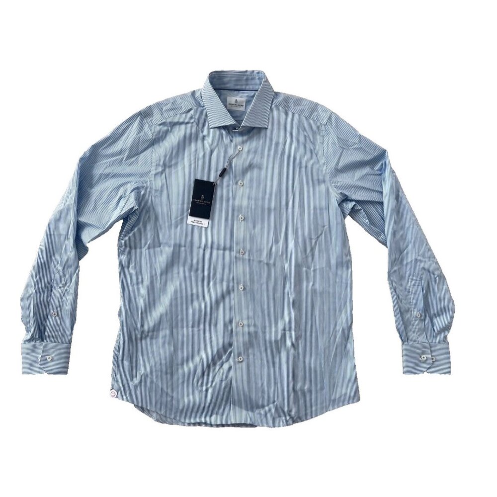 Emanuel Berg By-Byron Striped Button Shirt Modern Fit Blue / White ( 17 )